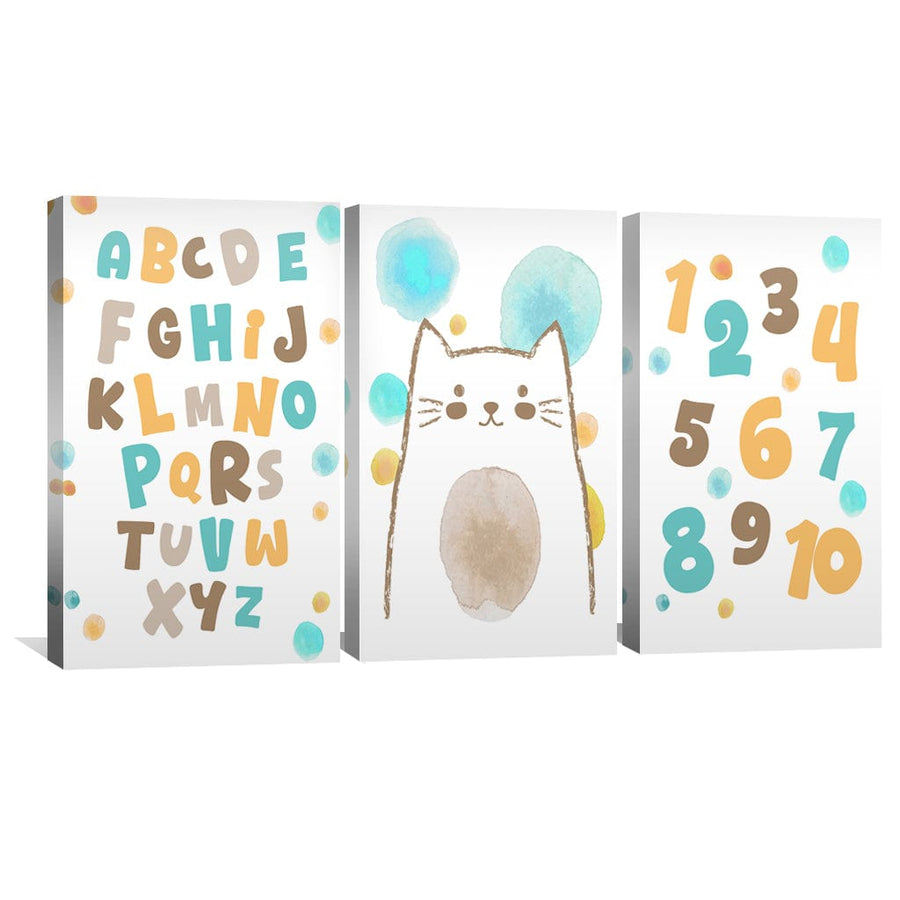 Alphabets Numbers and Whiskers Canvas Art Clock Canvas