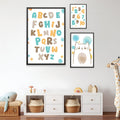 Alphabets Numbers and Whiskers Canvas Art Set of 3 / 12 x 18in / Canvas Clock Canvas
