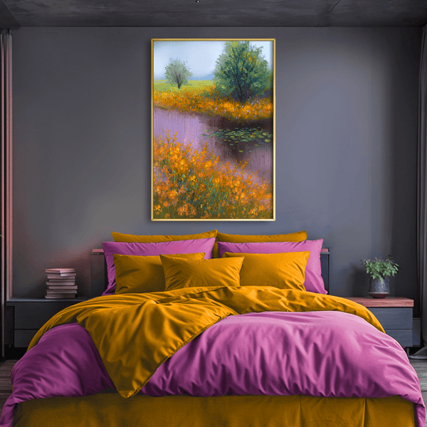 Amber and Lilac Haze Canvas Art Clock Canvas