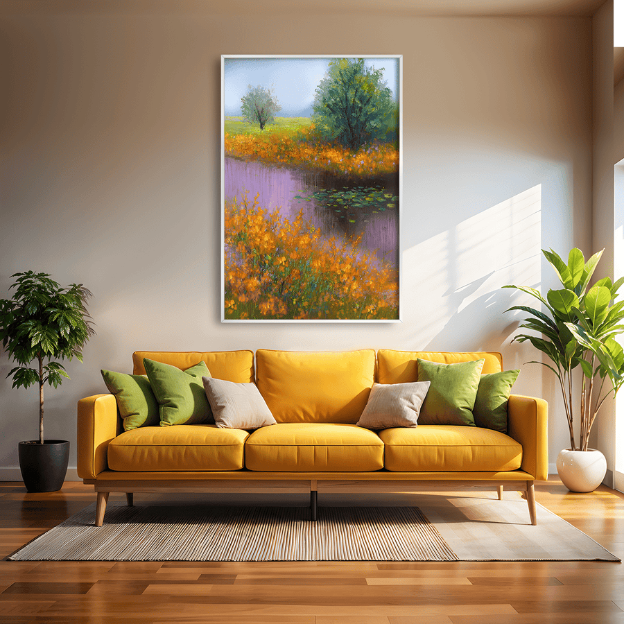 Amber and Lilac Haze Canvas Art Clock Canvas