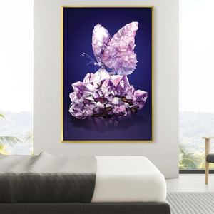 Amethyst Butterfly Canvas Art Clock Canvas