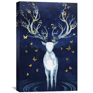 Antlers and Butterflies Canvas Art Clock Canvas