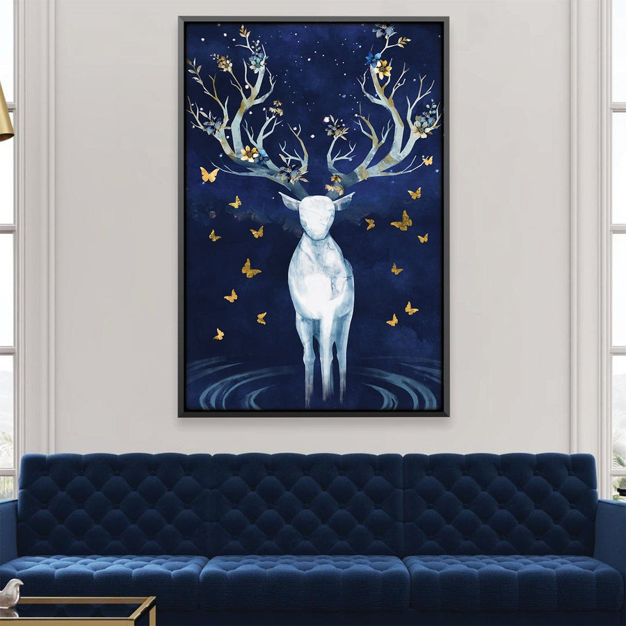 Antlers and Butterflies Canvas Art Clock Canvas