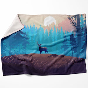 Antlers in the Forest Blanket Blanket 75 x 100cm Clock Canvas