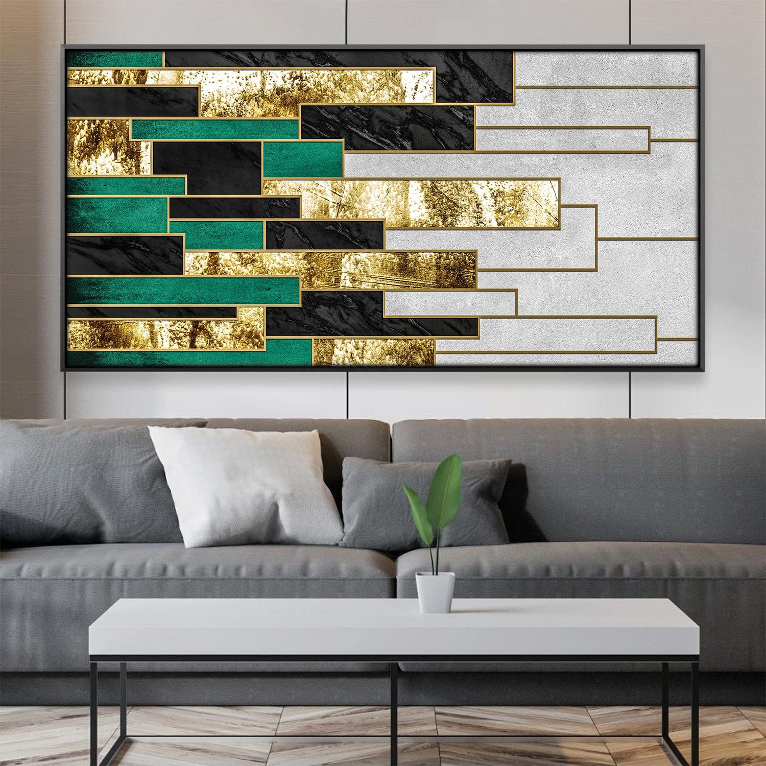 Aqua Gold Labyrinth Canvas Art Clock Canvas