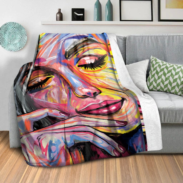 Artistic Woman Blanket Blanket Clock Canvas