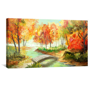 Autumn Bridge Canvas Art Clock Canvas