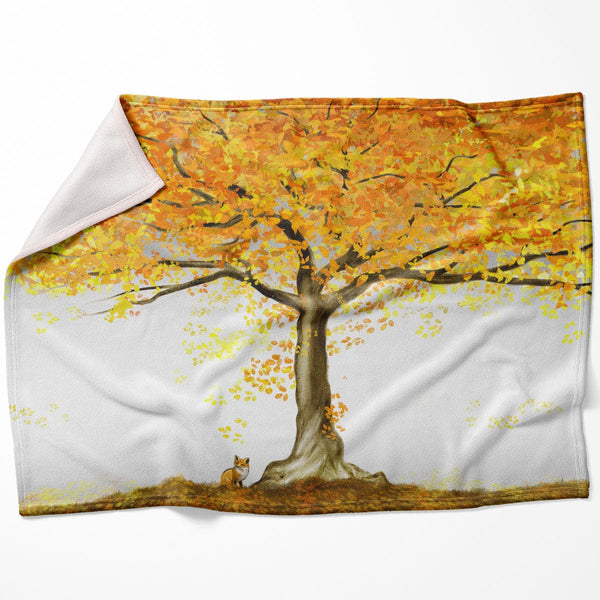 Autumn Fox Blanket Blanket 75 x 100cm Clock Canvas