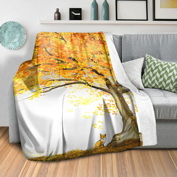 Autumn Fox Blanket Blanket Clock Canvas