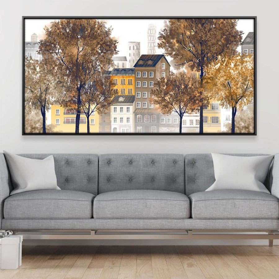 Autumn in the Square Canvas Art 20 x 10in / Canvas Clock Canvas