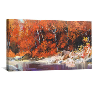 Autumn River Canvas Art Clock Canvas