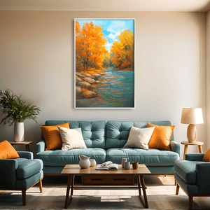 Autumn Riverbank Canvas Art Clock Canvas