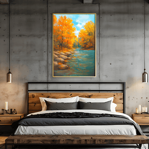 Autumn Riverbank Canvas Art Clock Canvas