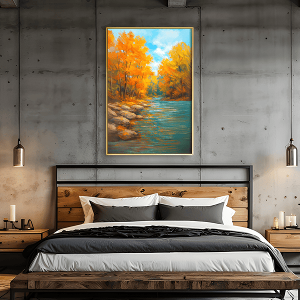 Autumn Riverbank Canvas Art Clock Canvas