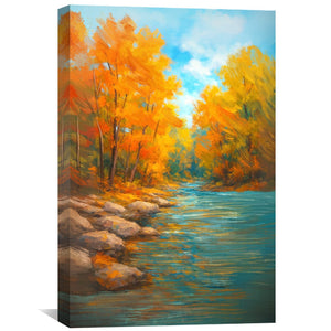 Autumn Riverbank Canvas Art Clock Canvas