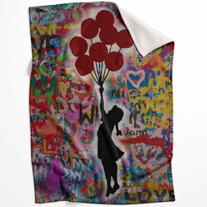 Banksy Balloon Girl Blanket Blanket 75 x 100cm Clock Canvas