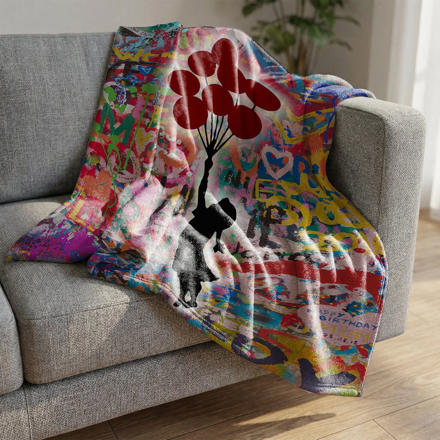 Banksy Balloon Girl Graffiti Blanket Blanket Clock Canvas
