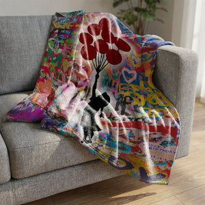 Banksy Balloon Girl Graffiti Blanket Blanket Clock Canvas