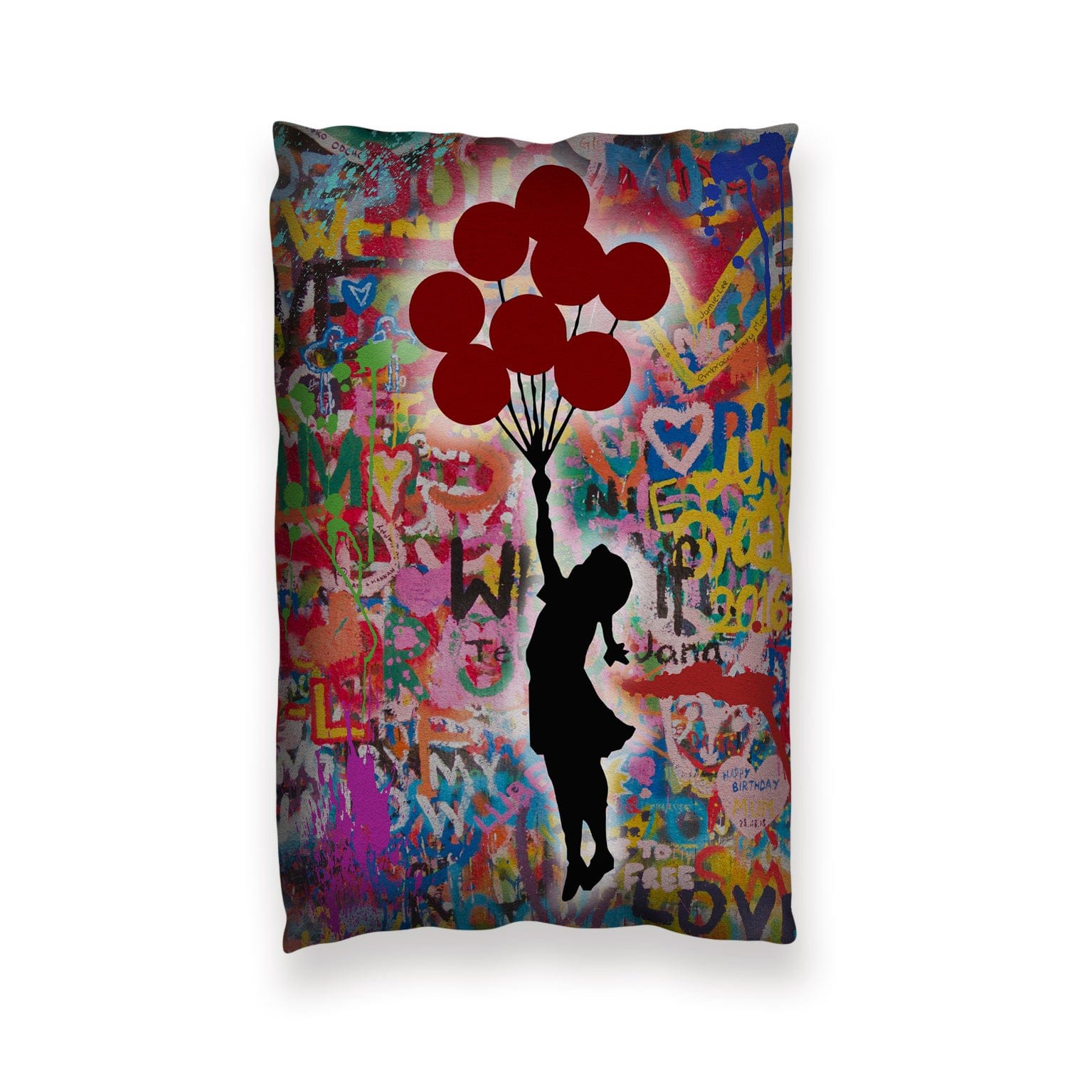Banksy Balloon Girl Graffiti Cushion Cushion 13 x 19in Clock Canvas