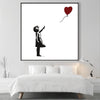 Banksy Balloon Heart Girl Easy Build Frame Art Easy Build Frame & Fabric Print / 24 x 24in Clock Canvas