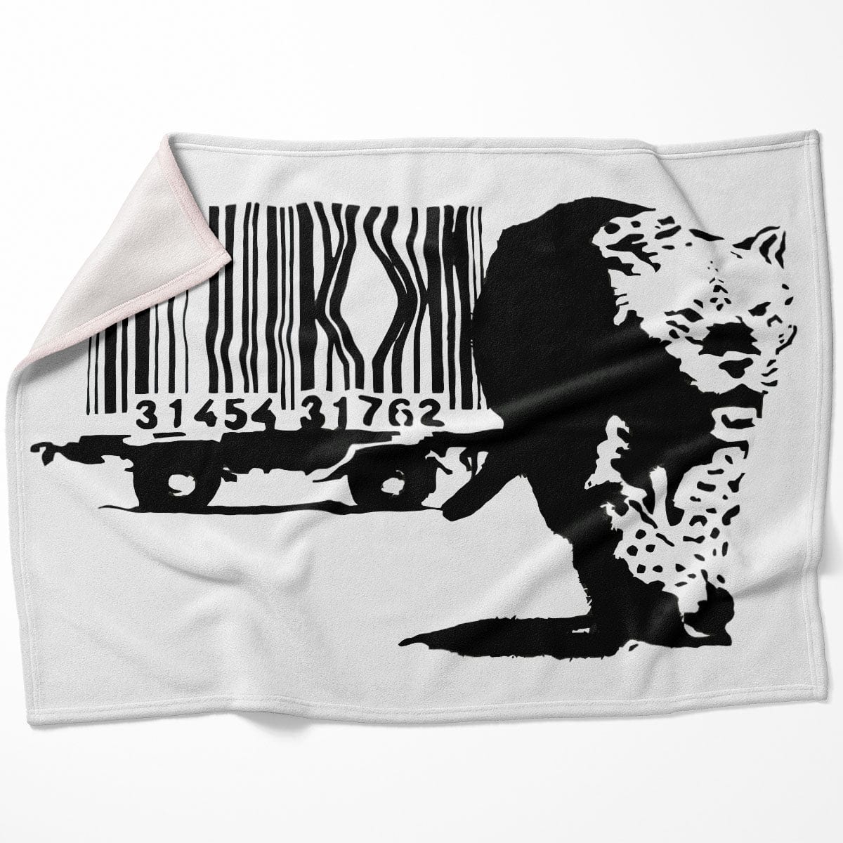 Banksy Barcode Leopard Blanket Blanket 75 x 100cm Clock Canvas