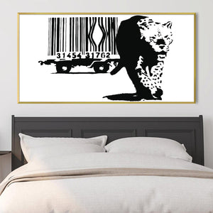 Banksy Barcode Leopard Canvas Art Clock Canvas