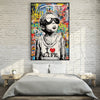 Banksy Child Loves Life Easy Build Frame Art Easy Build Frame & Fabric Print / 24 x 36in Clock Canvas