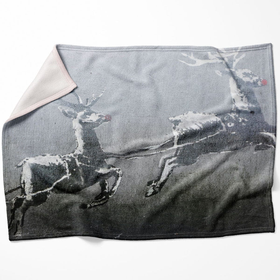 Banksy Christmas Blanket Blanket 75 x 100cm Clock Canvas