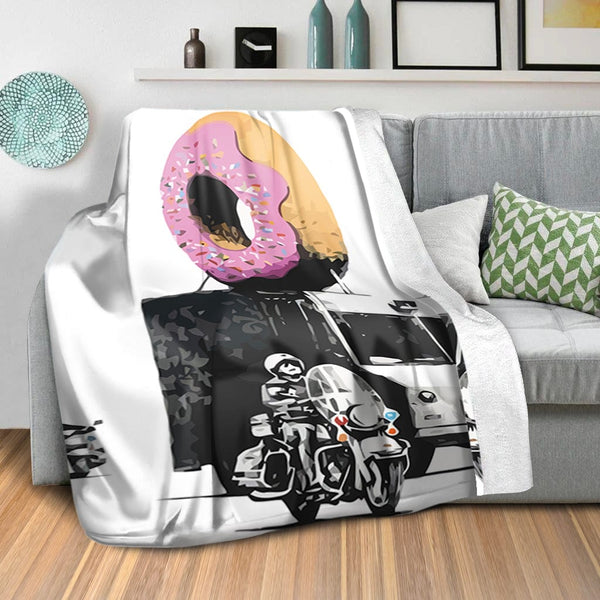Banksy Doughnut Police Escort Blanket Blanket Clock Canvas