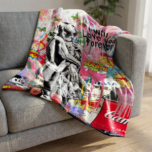 Banksy Forever Love Blanket Blanket Clock Canvas