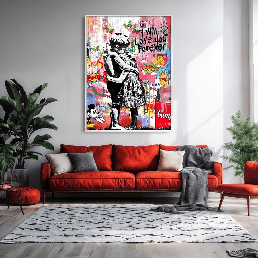 Banksy Forever Love Canvas Art Clock Canvas