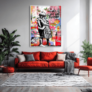 Banksy Forever Love Canvas Art Clock Canvas