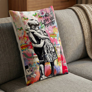 Banksy Forever Love Cushion Cushion 13 x 19in Clock Canvas