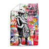 Banksy Forever Love Easy Build Frame Art Fabric Print Only / 24 x 36in Clock Canvas
