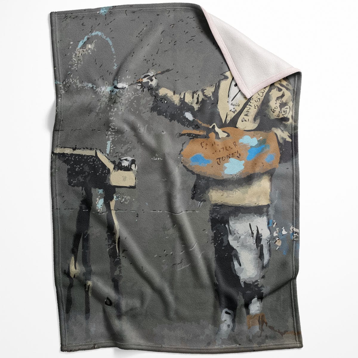 Banksy French Painter Blanket Blanket 75 x 100cm Clock Canvas