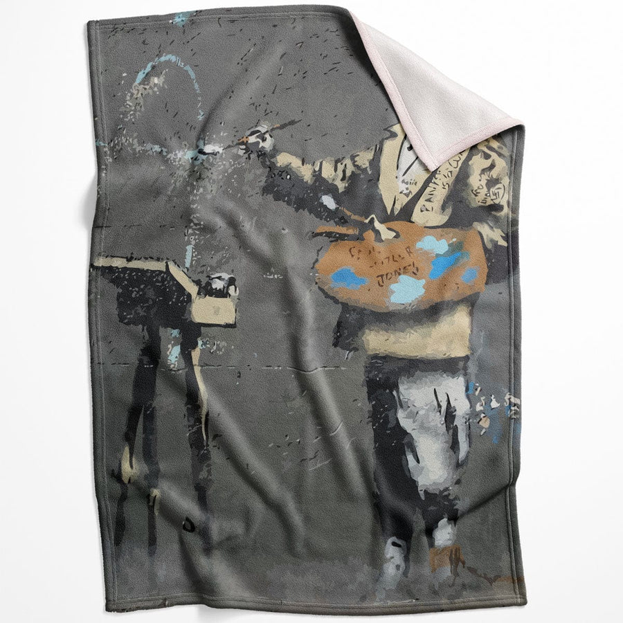 Banksy French Painter Blanket Blanket 75 x 100cm Clock Canvas