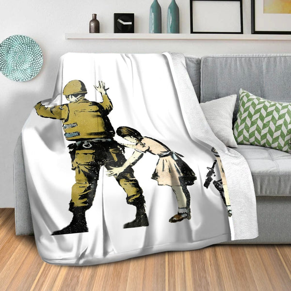 Banksy Girl And Soldier Blanket Blanket Clock Canvas