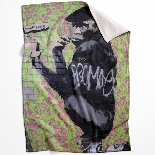 Banksy Gorilla Artist Blanket Blanket 75 x 100cm Clock Canvas