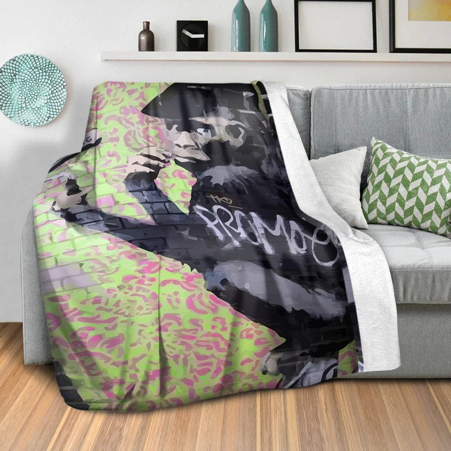 Banksy Gorilla Artist Blanket Blanket Clock Canvas
