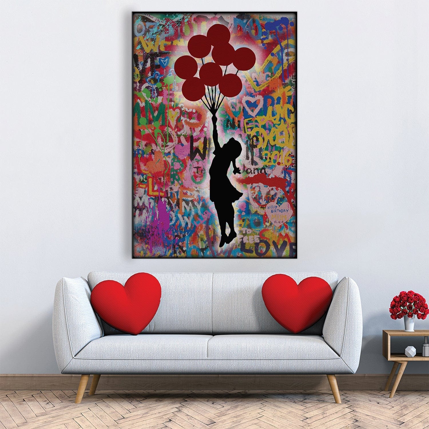 Banksy Graffiti Balloon Girl Easy Build Frame Art Clock Canvas