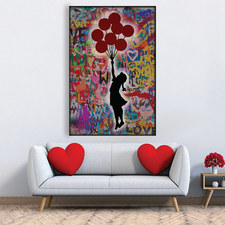 Banksy Graffiti Balloon Girl Easy Build Frame Art Clock Canvas