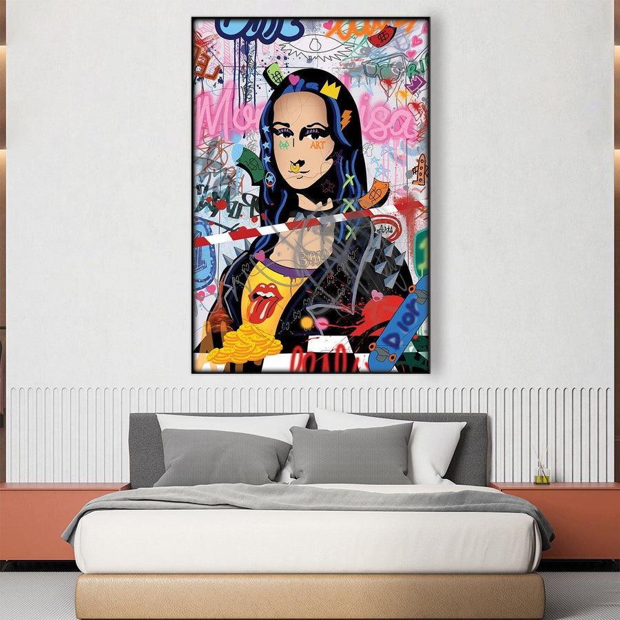 Banksy Graffiti Mona Lisa Easy Build Frame – ClockCanvas