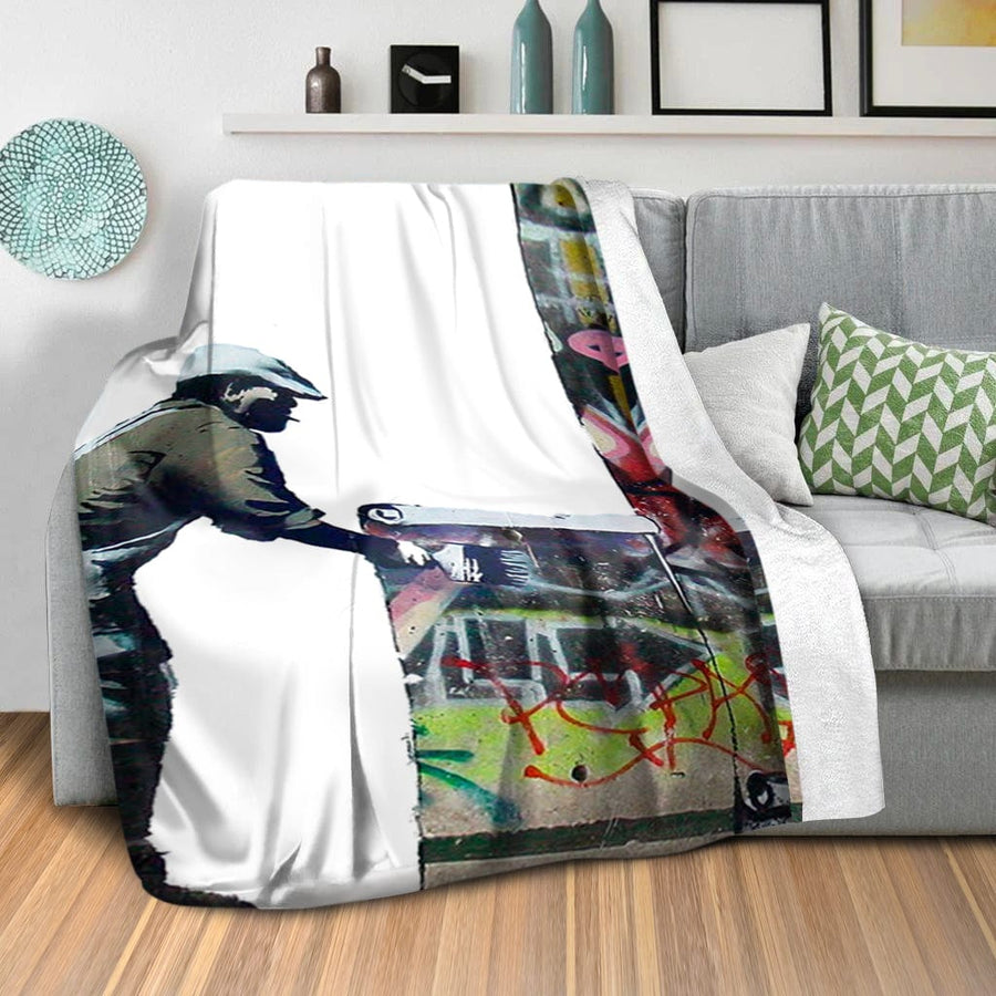 Banksy Graffiti Wallpaper Blanket Blanket Clock Canvas