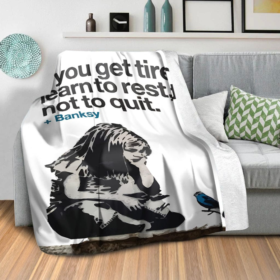 Banksy If you get tired Blanket Blanket Clock Canvas
