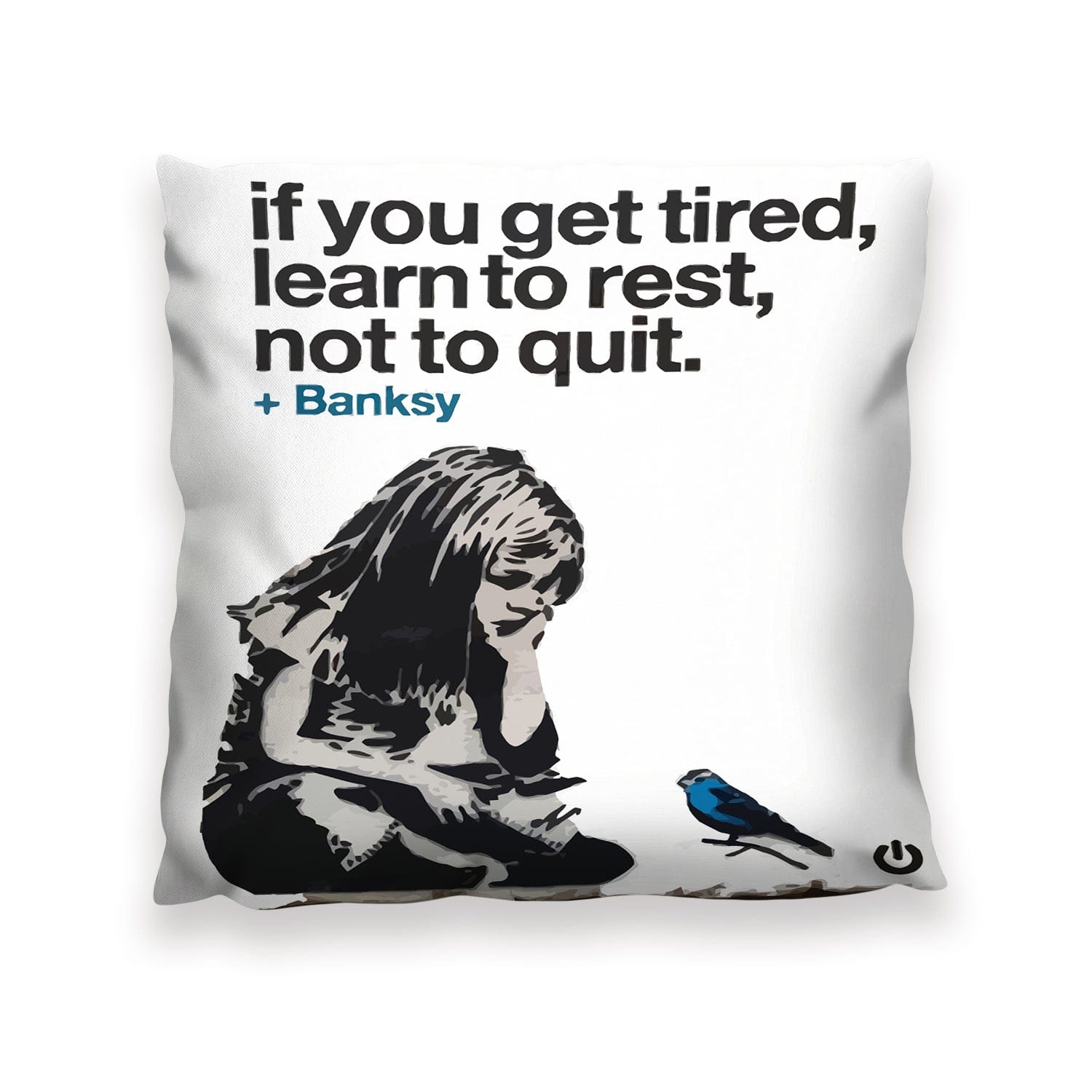 Banksy If You Get Tired Cushion Cushion 12 x 12in Clock Canvas