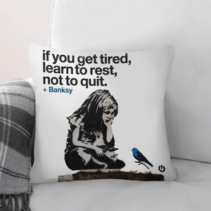 Banksy If You Get Tired Dream Home Bundle Bundle 2 Cushions & 1 Blanket Clock Canvas