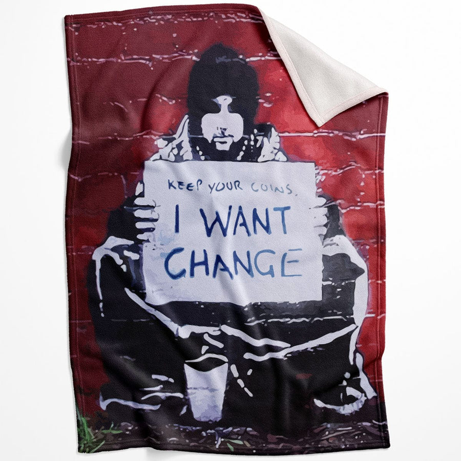 Banksy Keep Your Coins Blanket Blanket 75 x 100cm Clock Canvas