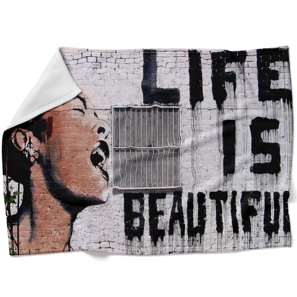 Banksy Life Is Beautiful Blanket Blanket 75 x 100cm Clock Canvas