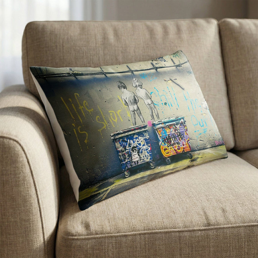 Banksy Life is Short Cushion Cushion 13 x 19in Clock Canvas