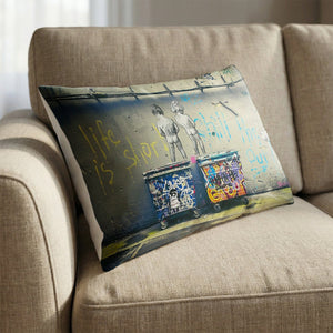 Banksy Life is Short Cushion Cushion 13 x 19in Clock Canvas